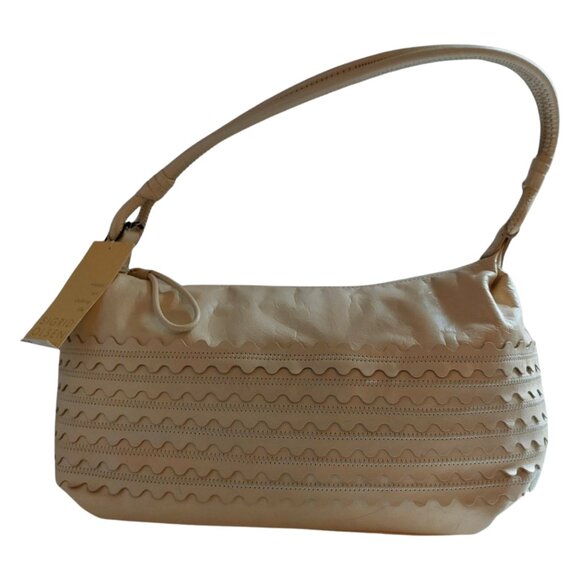 NWT Sigrid Olsen Shoulder Bag Wavy Leather Off White / Stone / Cream - Picture 2 of 9